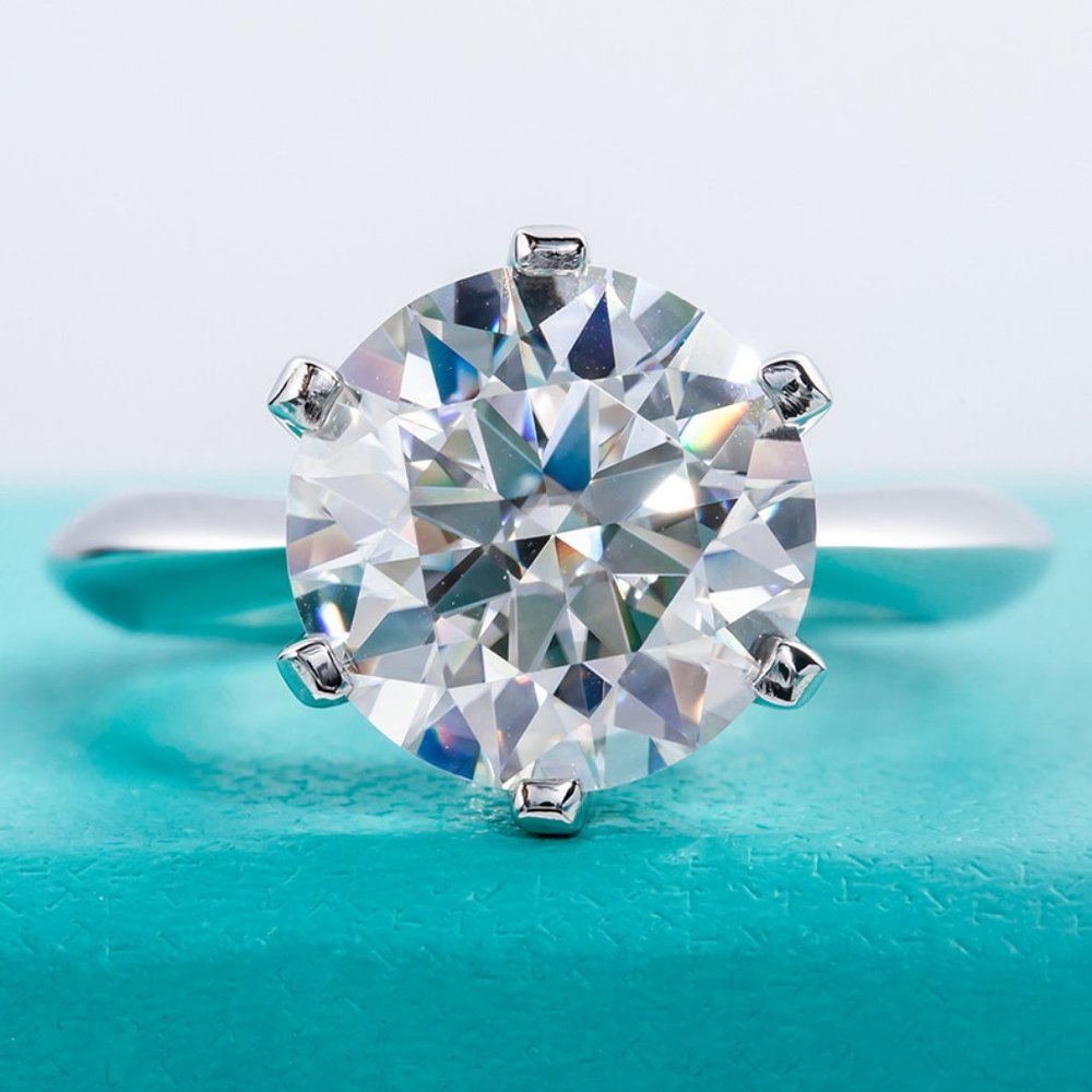 Certified 5ct. t.w. Moissanite Diamond Round Solitaire Engagement Ring NEW